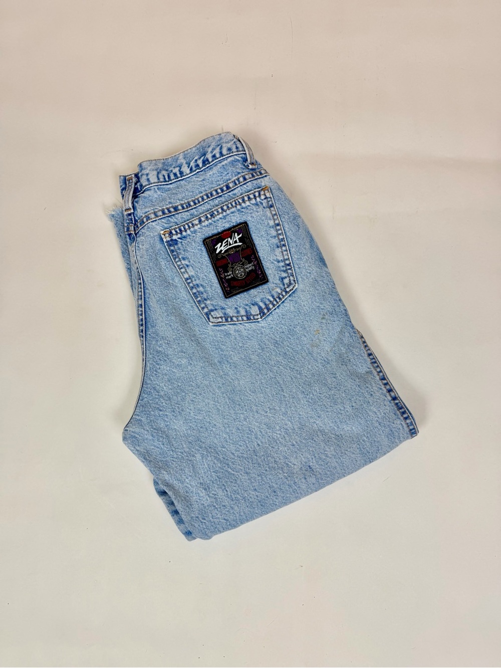 Distressed Y2K  RARE ZENA  Jeans WOMEN SZ 11 USA MADE Light Wash Button Fly
